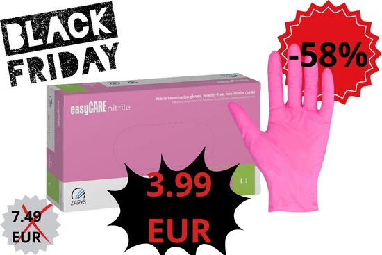 Rozā nitrila cimdi EasyCare 100 gab. kastīte